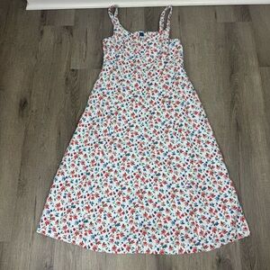 Old Navy Linen Blend Floral Midi Sundress Large Cottagecore Smocked Romantic